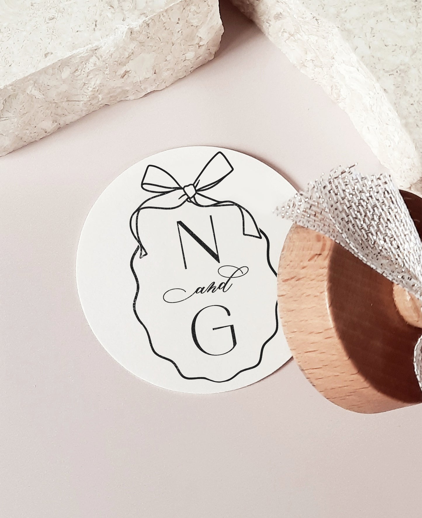 PERSONALIZE WEDDING STAMP - Oval Bow