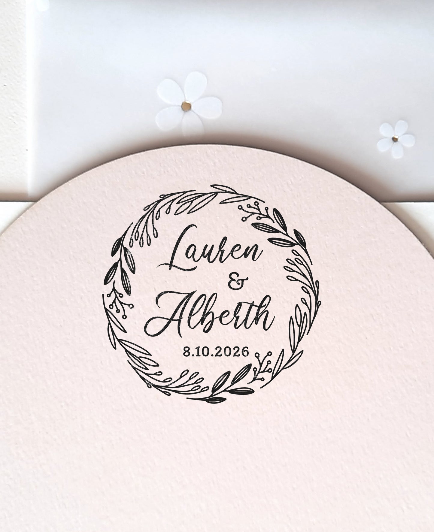 PERSONALIZE WEDDING STAMP - Floral Wreath2