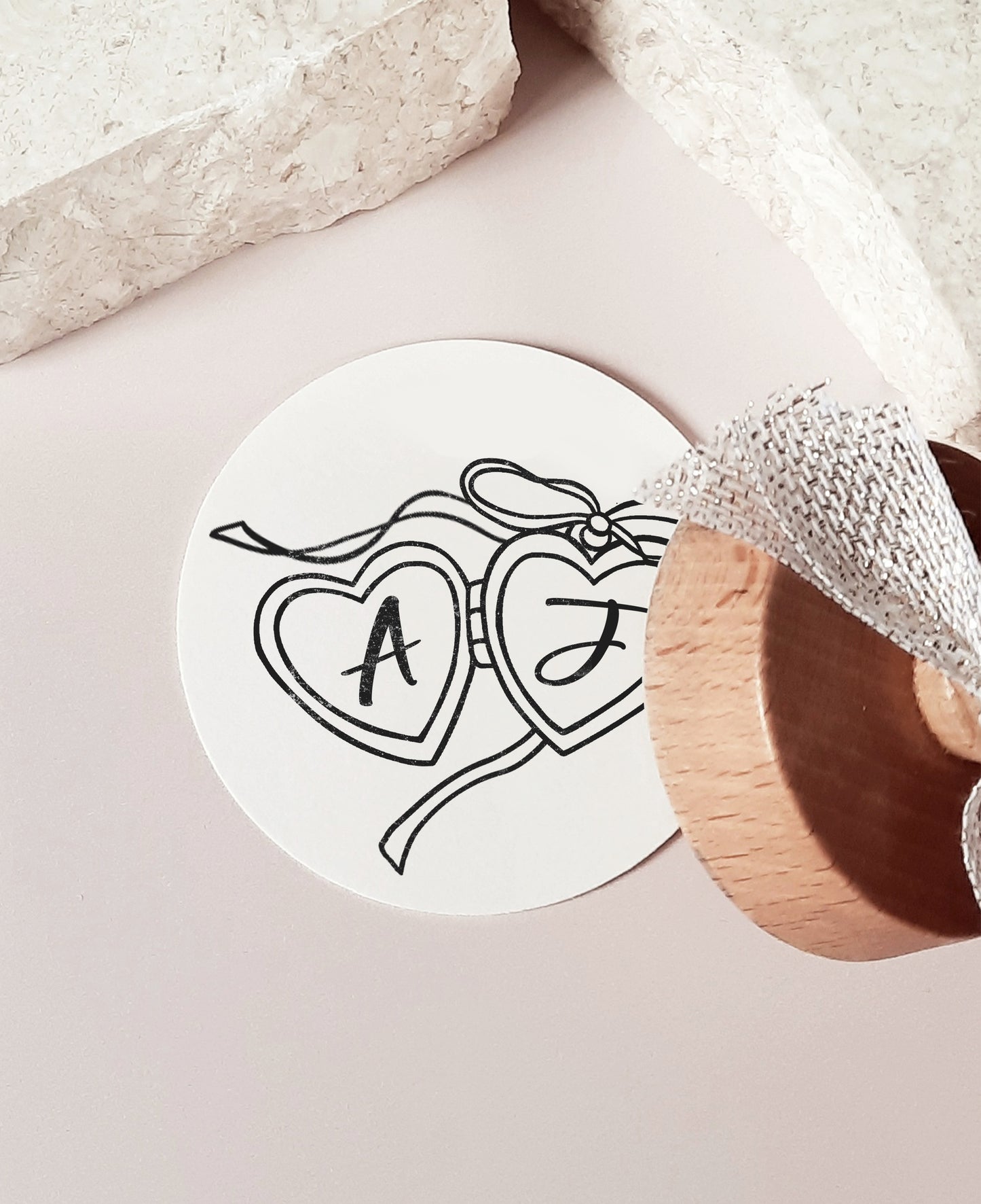 PERSONALIZE WEDDING STAMP -Whimsical Heart Locket