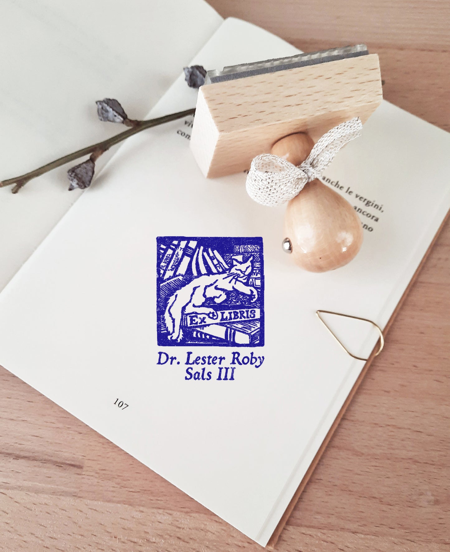 Custom Bookplate Design- Sleeping Cat