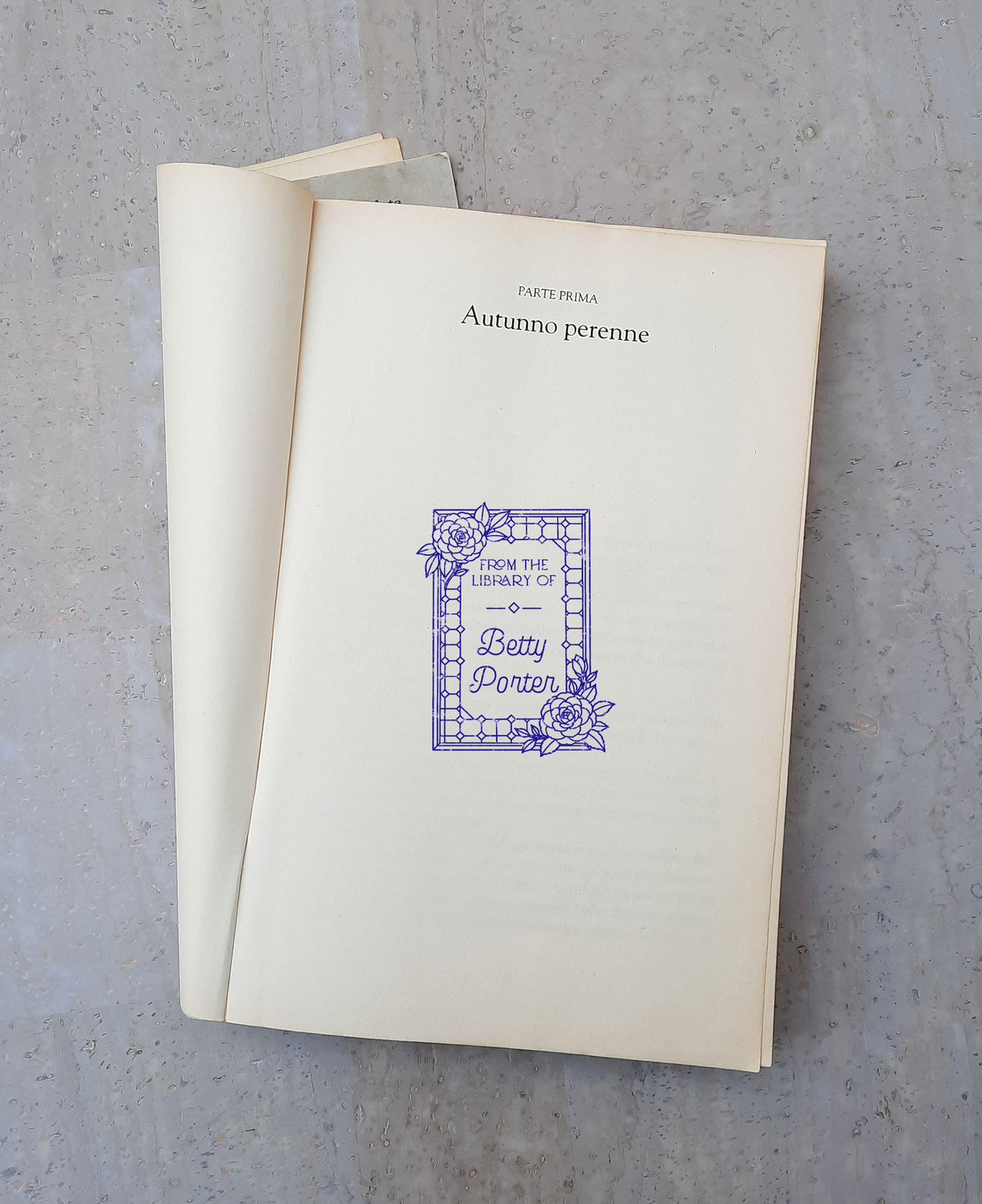 PERSONALIZED EX LIBRIS STAMP - Camellia Stained Glass Style