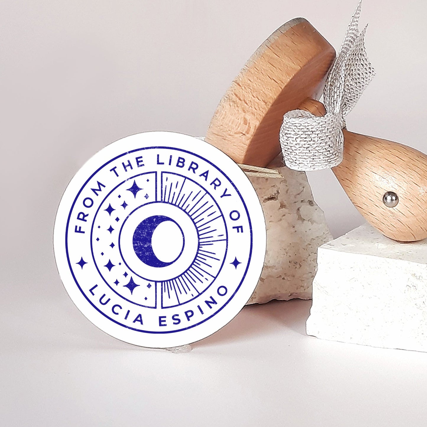 Personalized Ex Libris Stamp- Celestial Book Stamp