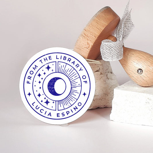 Personalized Ex Libris Stamp- Celestial Book Stamp
