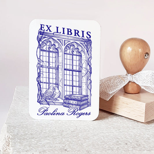 Medieval Window BookLover Gift Gothic Pigeon Ex Libris Bookish Collectible Library Stamp Dark Academia
ex libris stamp
personalized stamp
book lover gift
library bookplate
unique book stamp
gothic book gift
manuscript stamp
bibliophile gift
custom bookplate
dark academia
bookish gift idea
pigeons couple
medieval window
