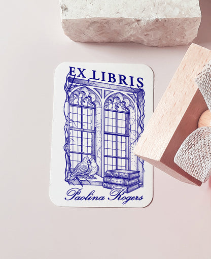 Medieval Window BookLover Gift Gothic Pigeon Ex Libris Bookish Collectible Library Stamp Dark Academia
ex libris stamp
personalized stamp
book lover gift
library bookplate
unique book stamp
gothic book gift
manuscript stamp
bibliophile gift
custom bookplate
dark academia
bookish gift idea
pigeons couple
medieval window