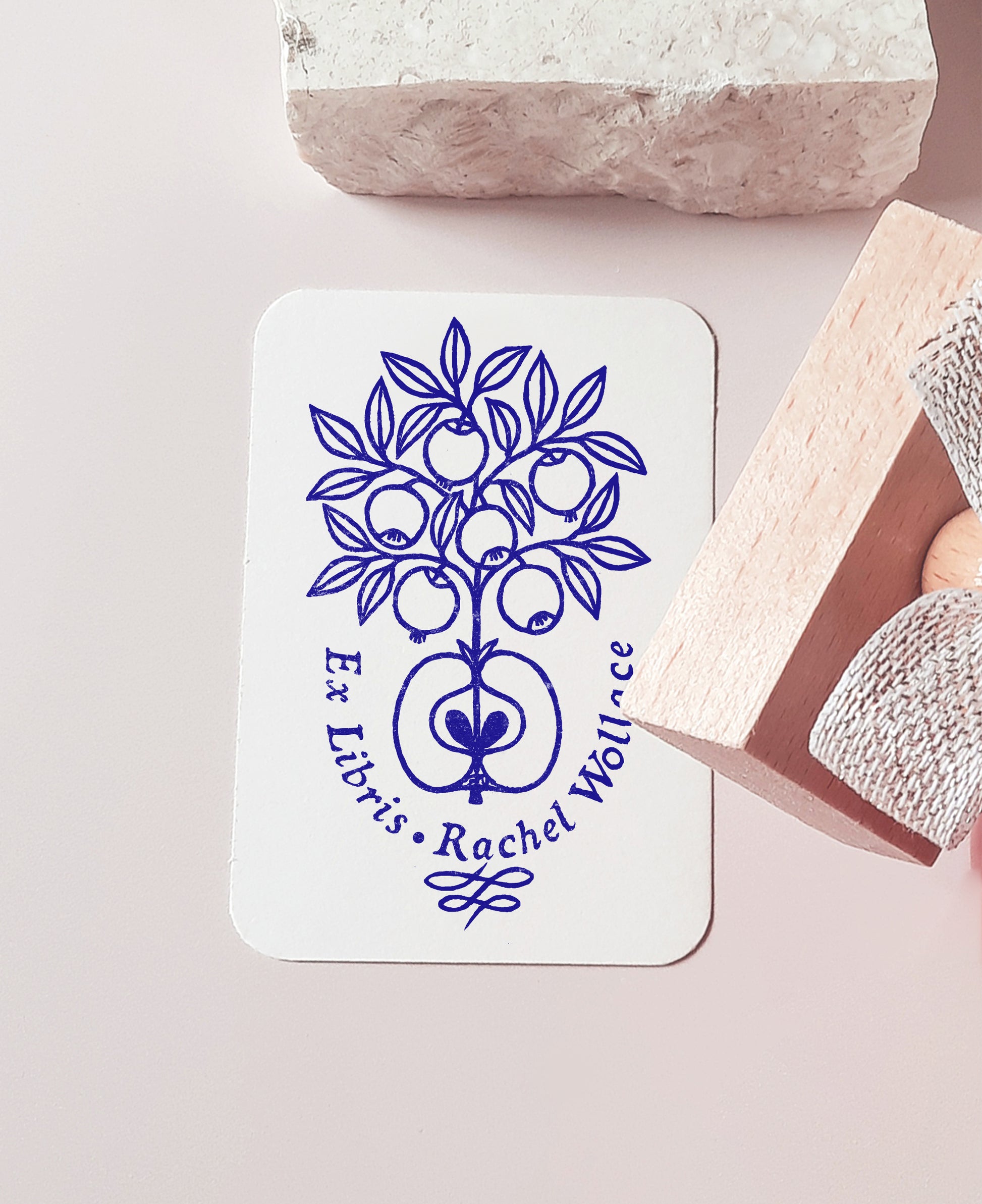 1. Custom Bookplate Apple Tree Design