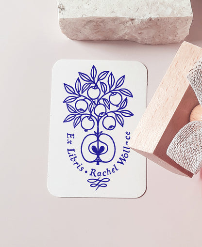 1. Custom Bookplate Apple Tree Design