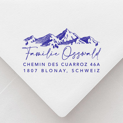 Handmade Address Stamp Mountains
