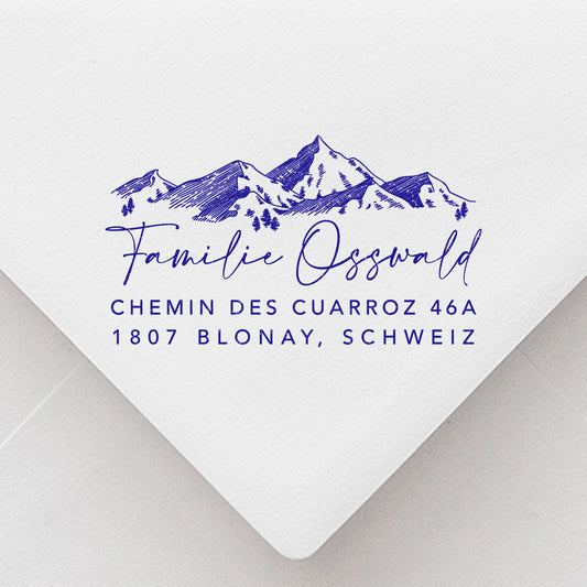 Handmade Address Stamp Mountains
