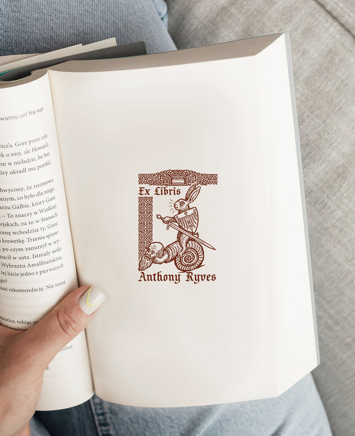 PERSONALIZED EX LIBRIS STAMP - Grotesque Medieval Rabbit