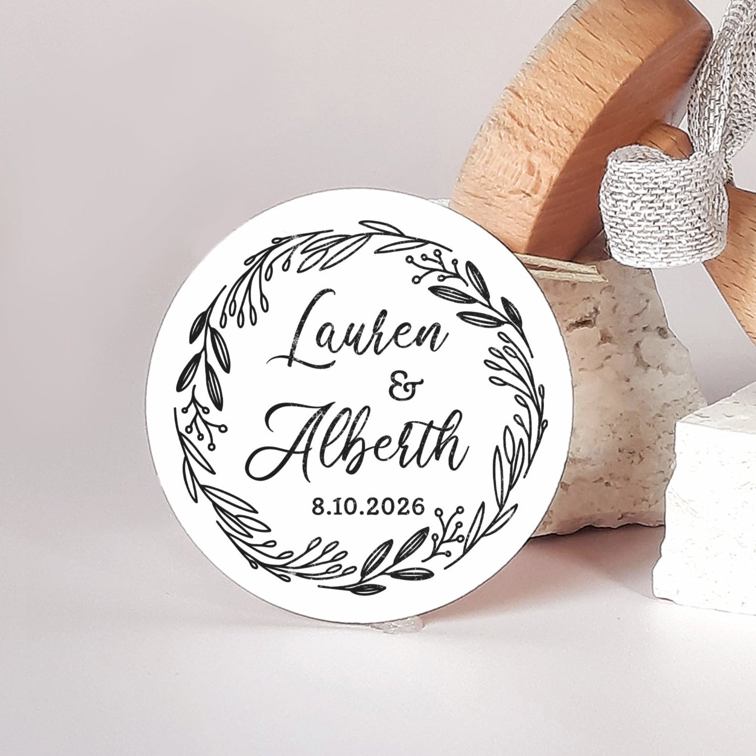 Wedding Custom Stamp, Gift for New Couple, Wedding Invitation DIY, Custom Wedding Stamp Floral Wreath Stamp, Custom Wedding Gift Idea Stamp