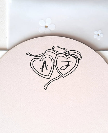 PERSONALIZE WEDDING STAMP -Whimsical Heart Locket