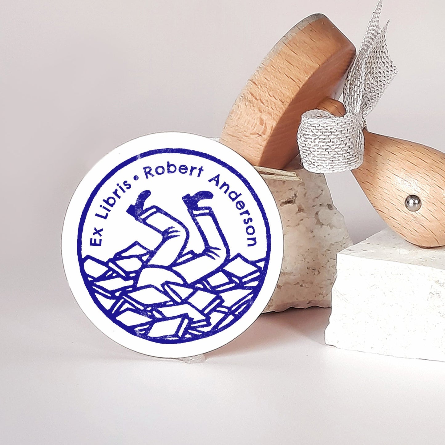  Personalized Ex Libris Stamp- Swimming in the Books