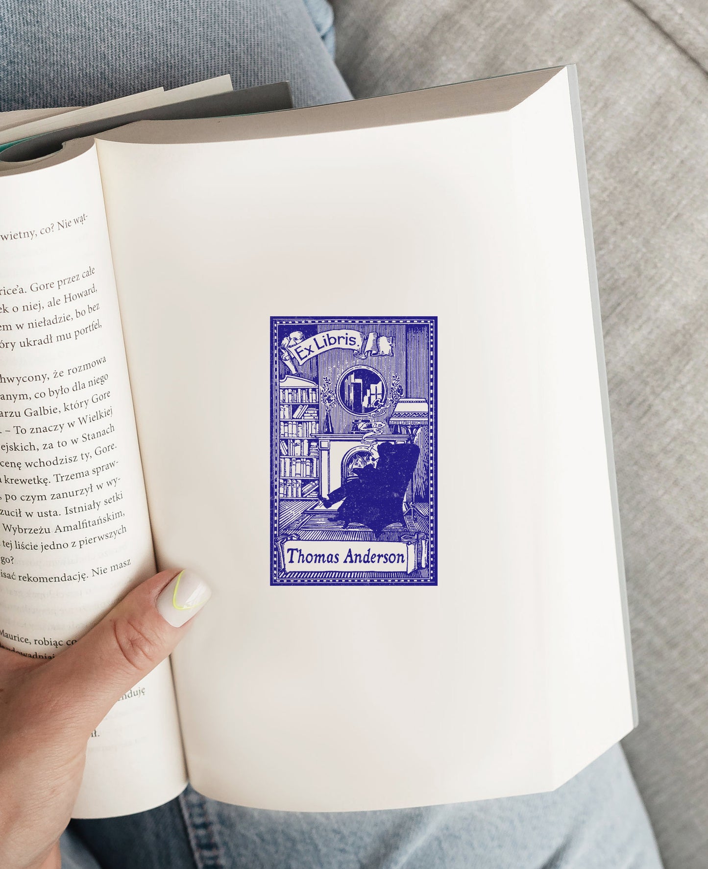 PERSONALIZED EX LIBRIS STAMP - By the Fire Place