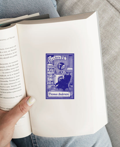 PERSONALIZED EX LIBRIS STAMP - By the Fire Place