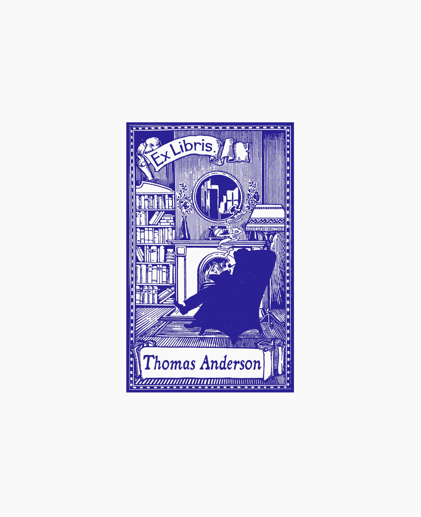 PERSONALIZED EX LIBRIS STAMP - By the Fire Place