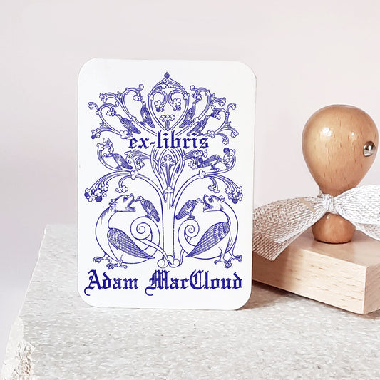 Personal Library Book Stamp Medieval Manuscript Illustration Book Lover Gift for Man Ex Libris Dragon & Dove Bookplate Collectibleex libris stamp
book lover gift
library bookplate
unique book stamp
bibliophile gift
bookish gift
book gift for him
gift for man
gothic frame ex libris
personal library
medieval manuscript
medieval illustration
dragon doves stamp