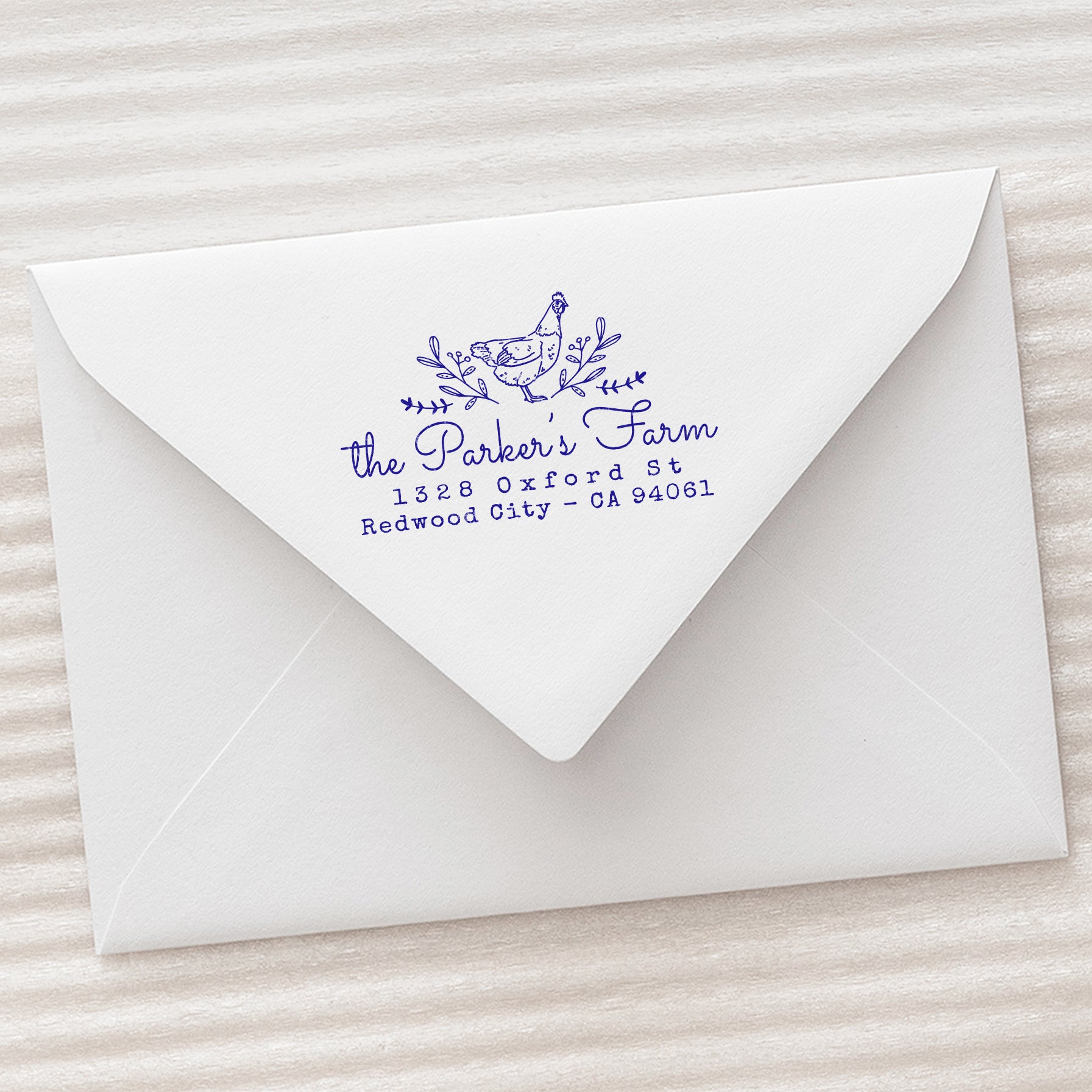 Handmade Address Stamp Farm Design
