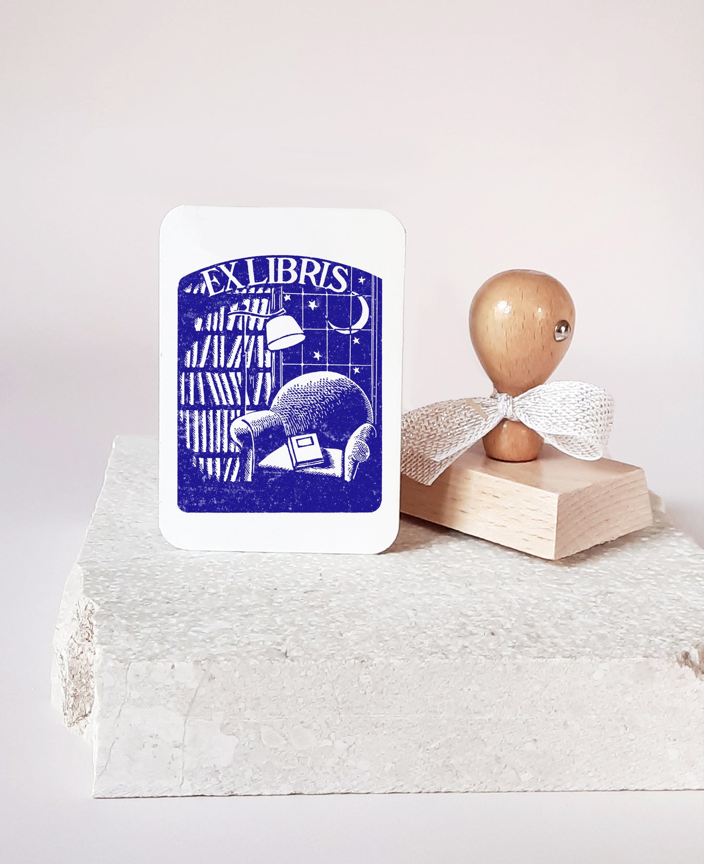 PERSONALIZED EX LIBRIS STAMP - By the Moon