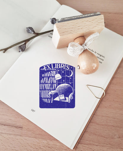 PERSONALIZED EX LIBRIS STAMP - By the Moon