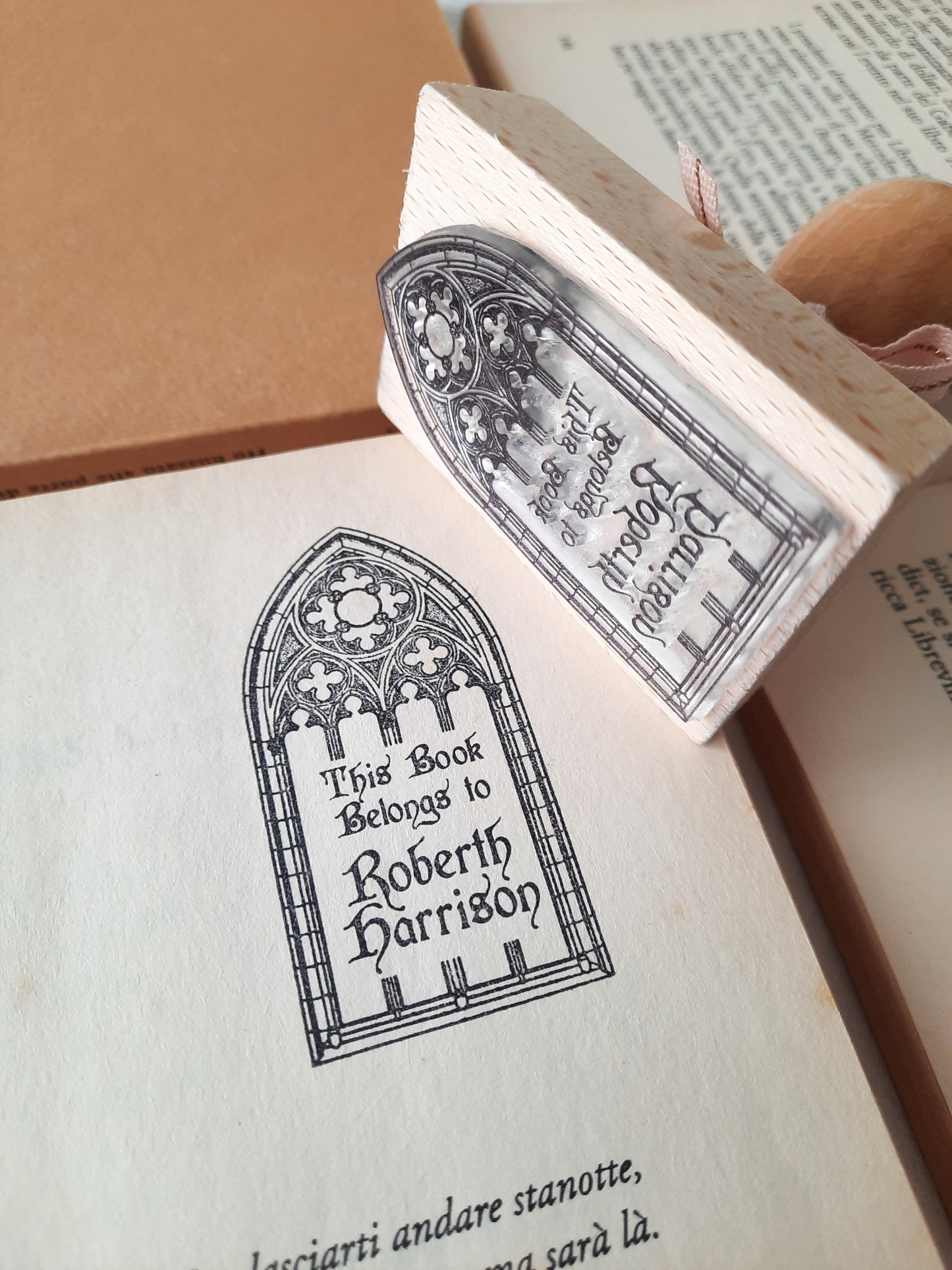 PERSONALIZED EX LIBRIS STAMP - Gothic Window