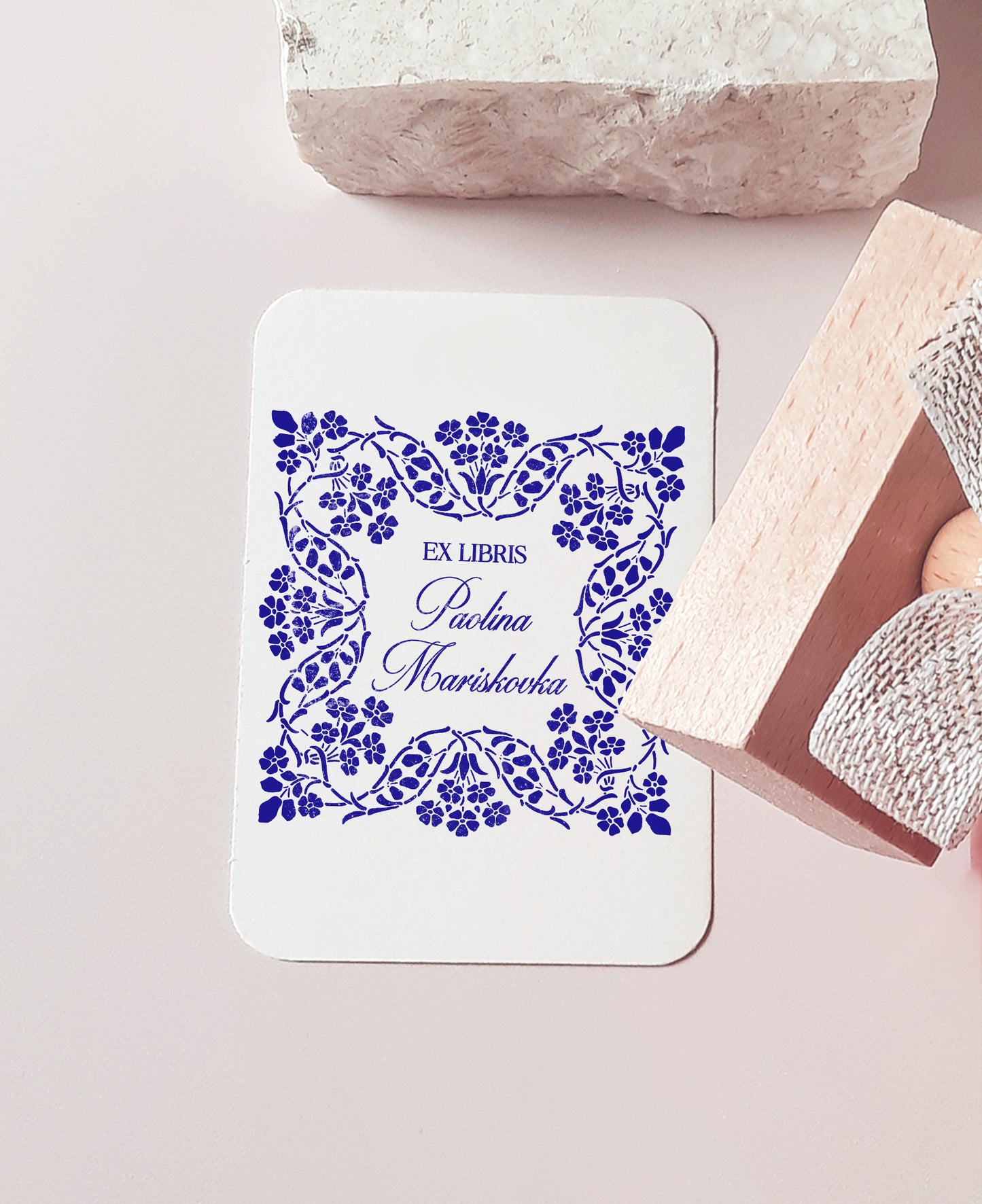 PERSONALIZED EX LIBRIS STAMP - Liberty Wreath