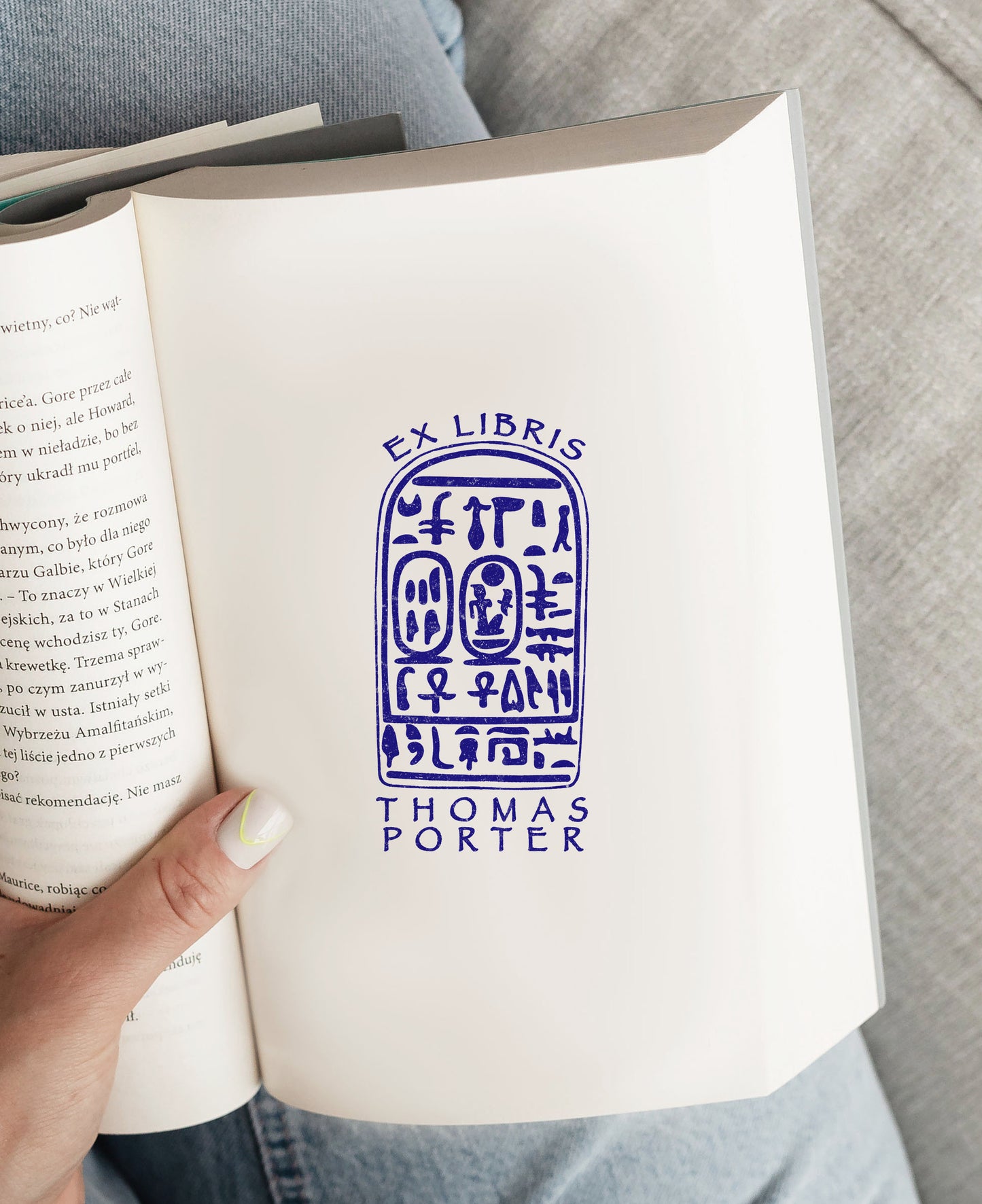 Amenhotep III Ex Libris stamp — the oldest bookplate in history redrawn as a luxury personalized book stamp