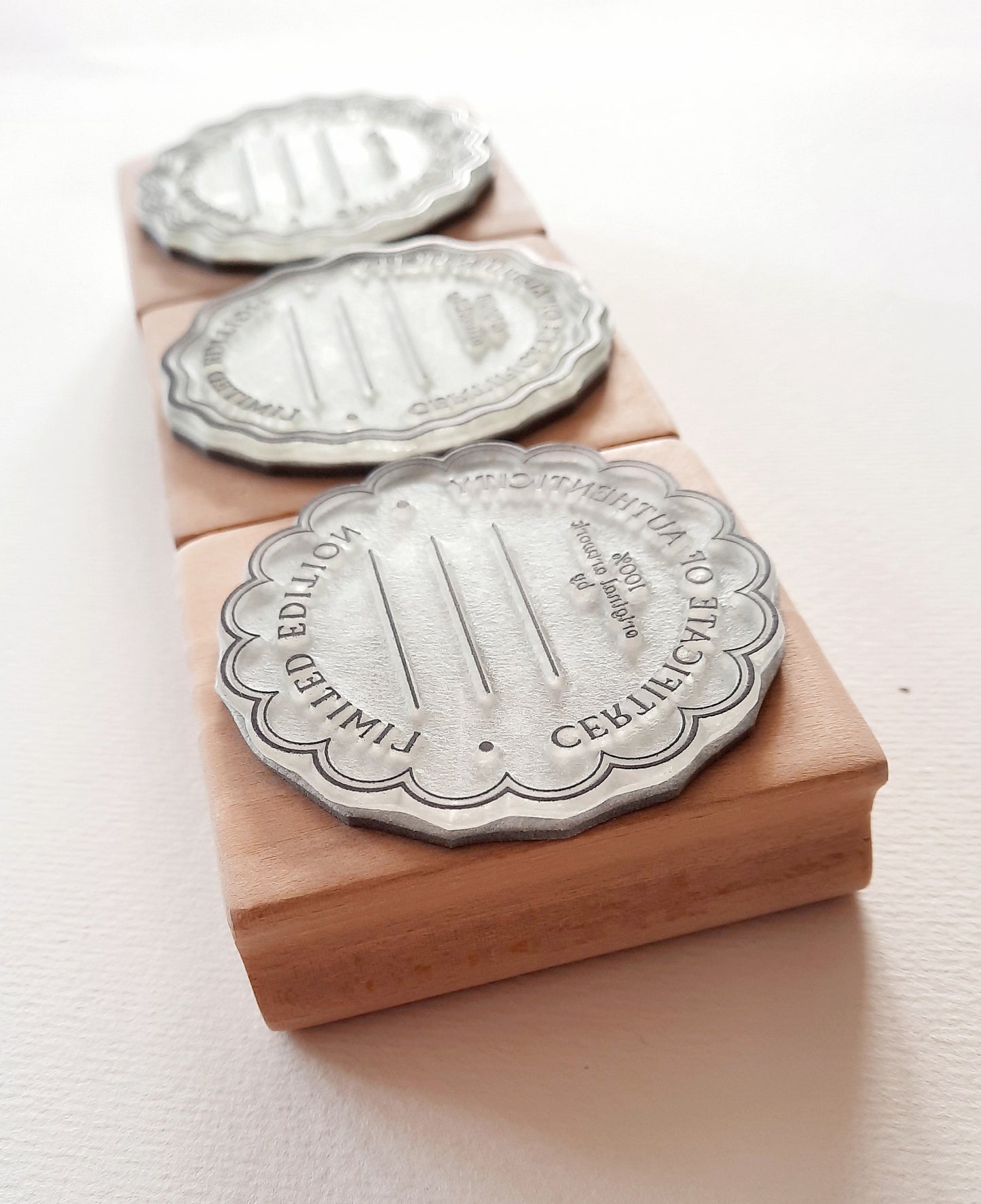 Personalized artist stamp with ink pad — Certificate of Authenticity seal for original prints