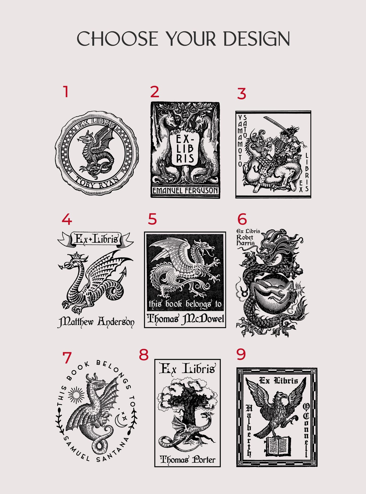 PERSONALIZED EX LIBRIS STAMP - Dragon
