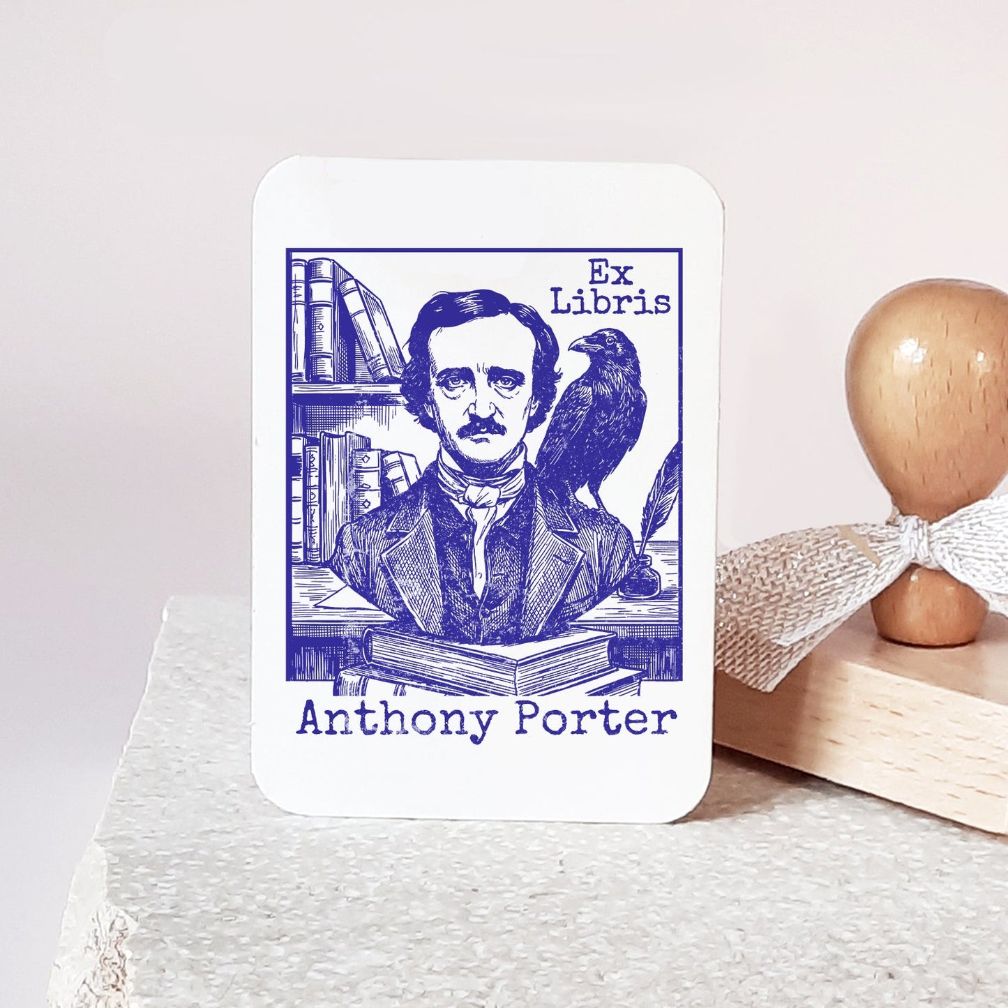 PERSONALIZED EX LIBRIS STAMP - Edgar Allan Poe
