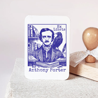 PERSONALIZED EX LIBRIS STAMP - Edgar Allan Poe