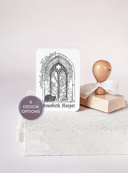 PERSONALIZED EX LIBRIS STAMP - Gothic Window