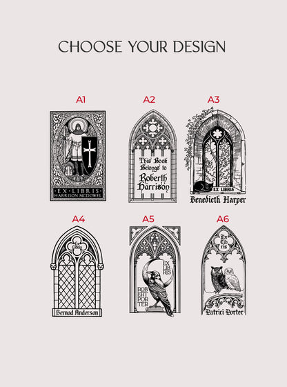 PERSONALIZED EX LIBRIS STAMP - Gothic Window