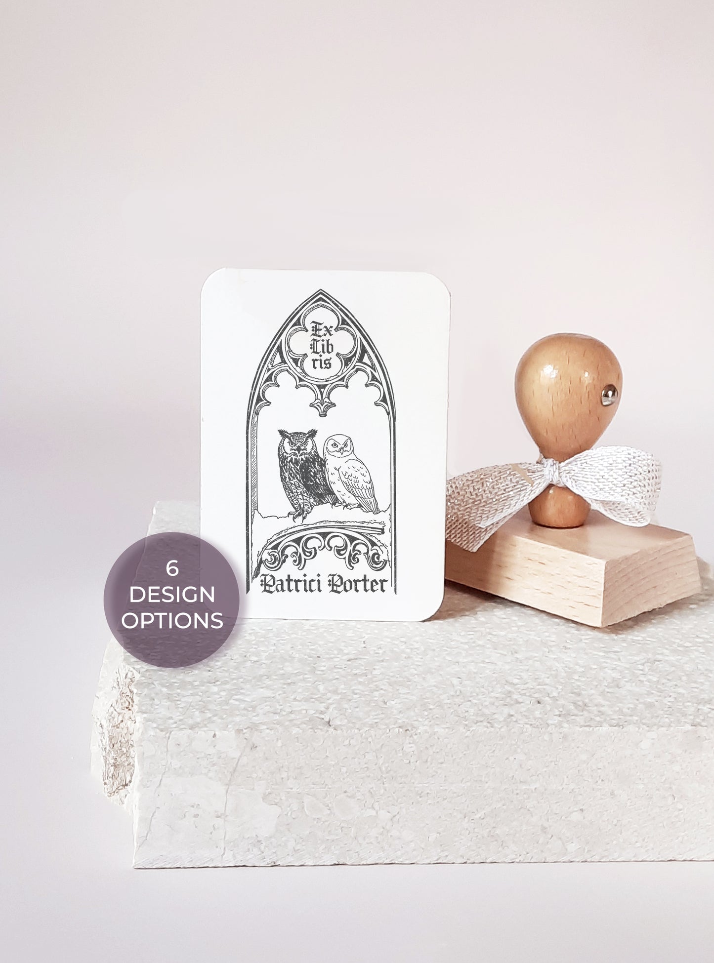 PERSONALIZED EX LIBRIS STAMP - Gothic Window