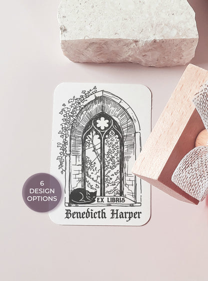 PERSONALIZED EX LIBRIS STAMP - Gothic Window