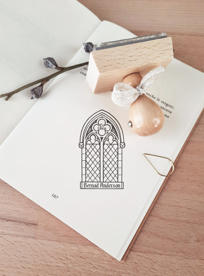 PERSONALIZED EX LIBRIS STAMP - Gothic Window
