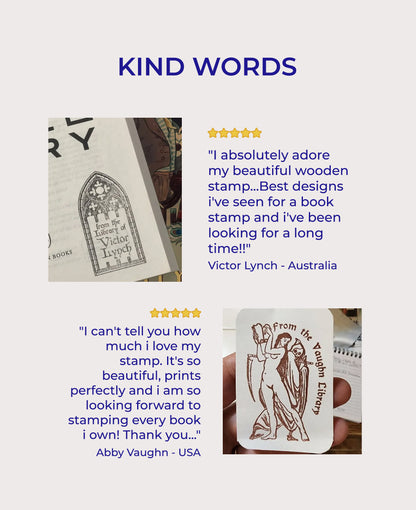 PERSONALIZED EX LIBRIS STAMP - Gothic Window & Cat