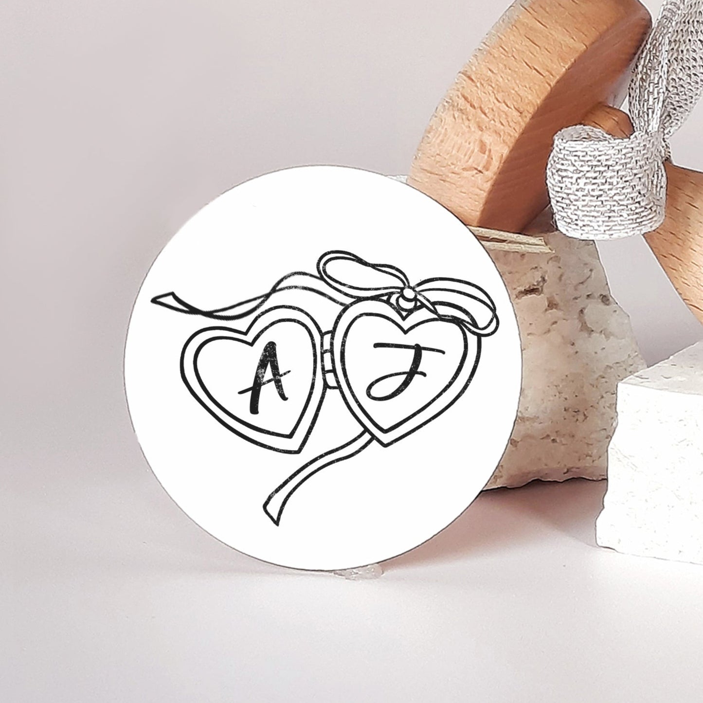 PERSONALIZE WEDDING STAMP -Whimsical Heart Locket