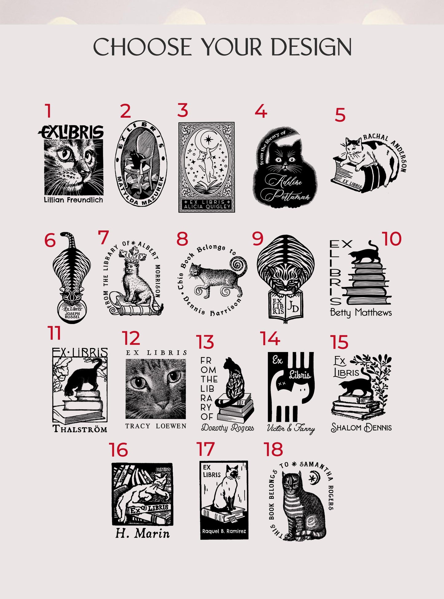 PERSONALIZED EX LIBRIS STAMP - Cats
