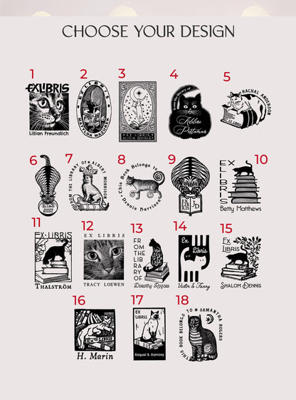 PERSONALIZED EX LIBRIS STAMP - Cats