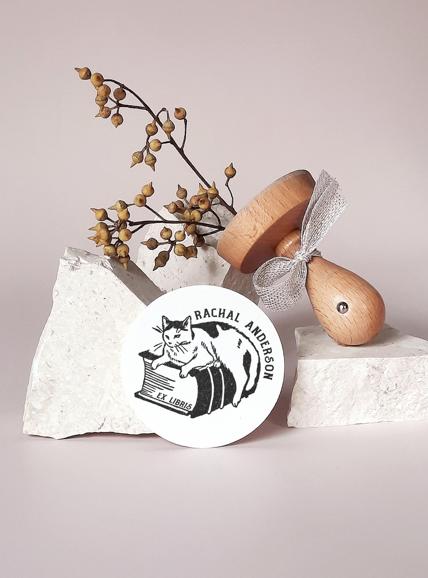 PERSONALIZED EX LIBRIS STAMP - Cats