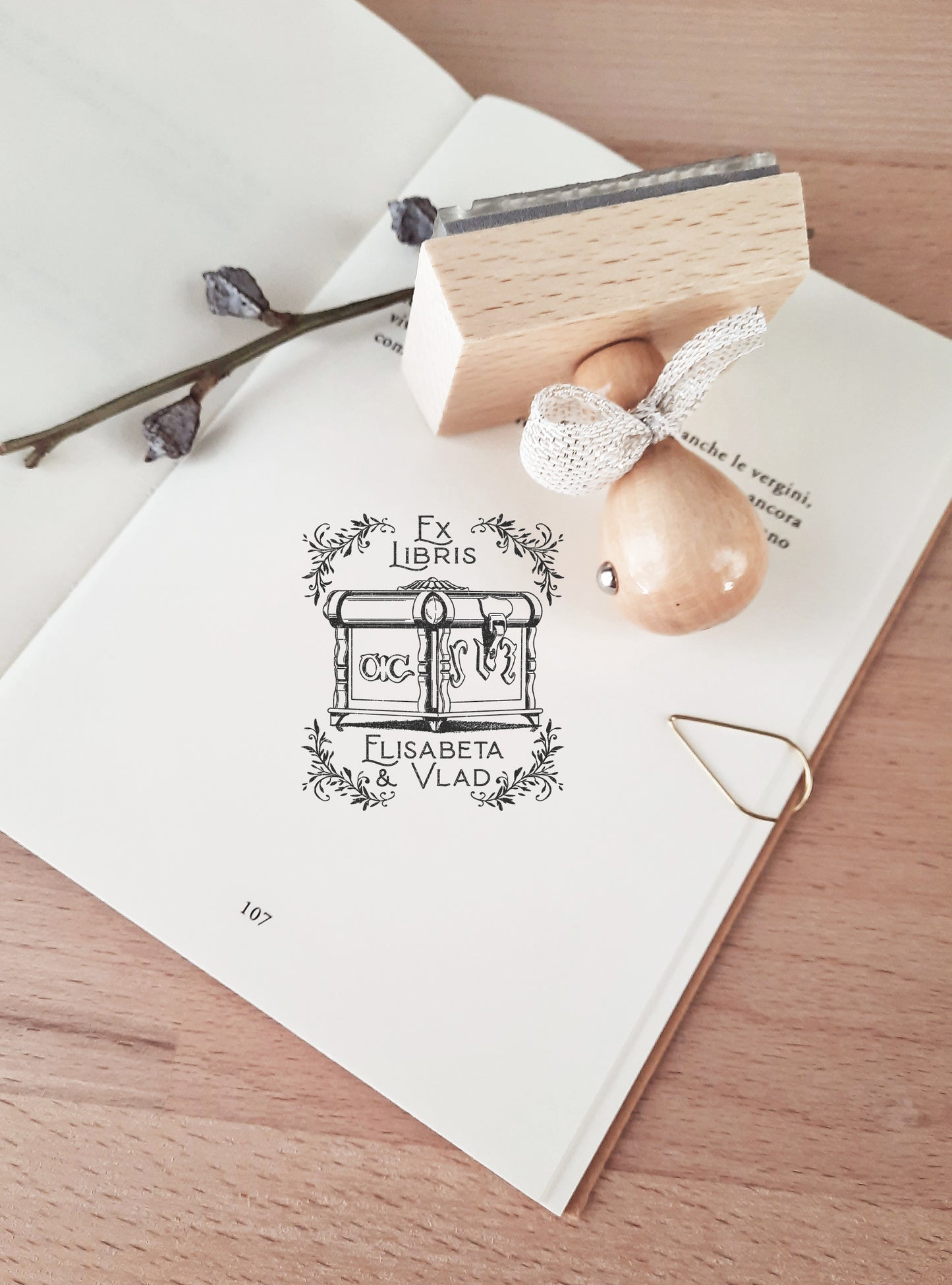 PERSONALIZED EX LIBRIS STAMP - Music Box