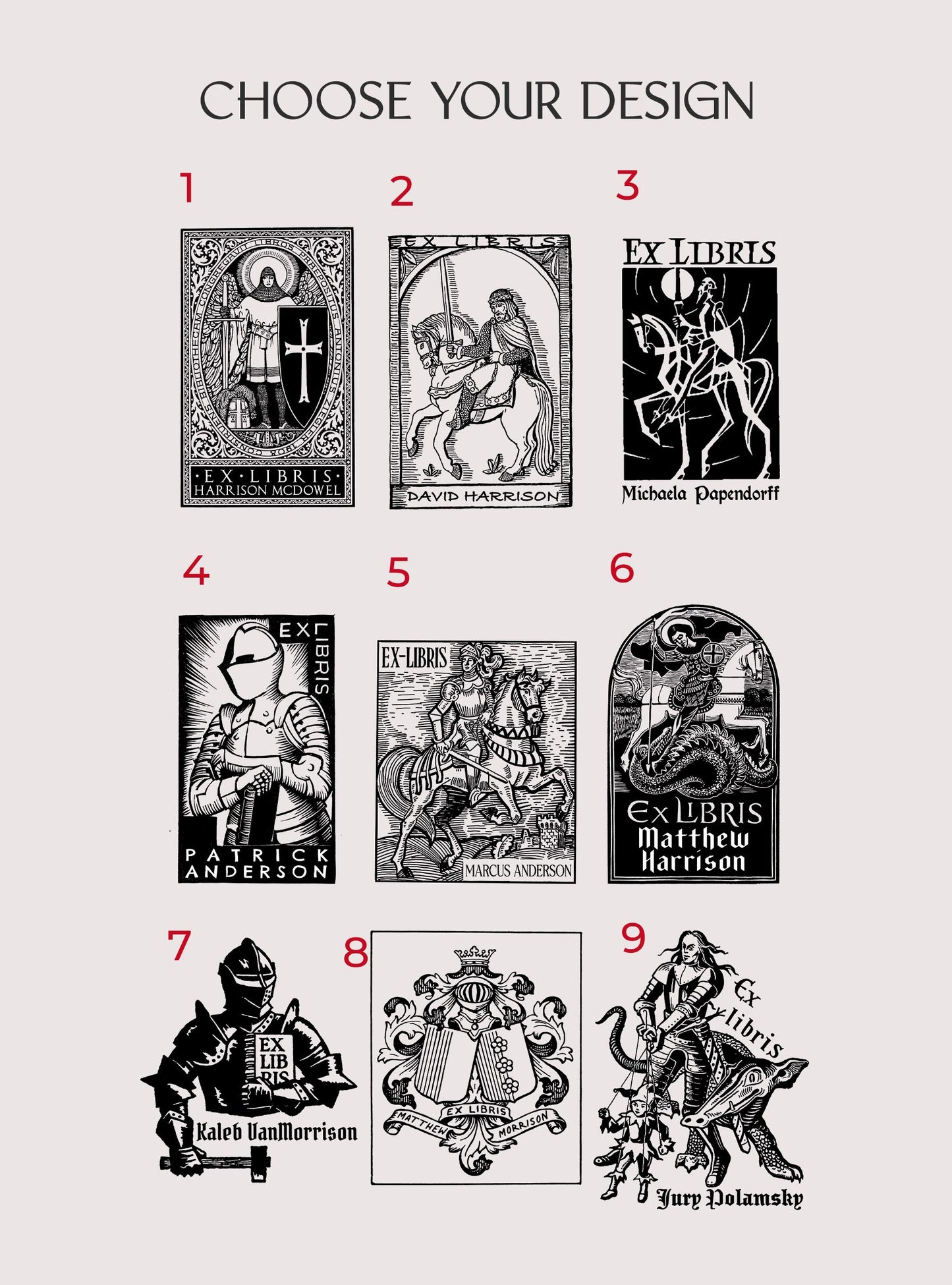 PERSONALIZED EX LIBRIS STAMP - Knight