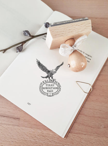 PERSONALIZED EX LIBRIS STAMP - Owls